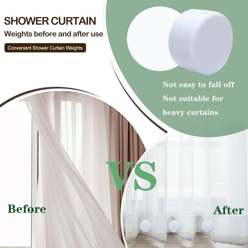 Elmatory 3 Sets Shower Curtain Weights Bottom, Magnetic Heavy Duty Weights Premium Shower Curtain Liner Clips Added Weight, Work for Drapery, Tablecloth, Stop Shower Curtain Blowing in, White Weights - Image 5